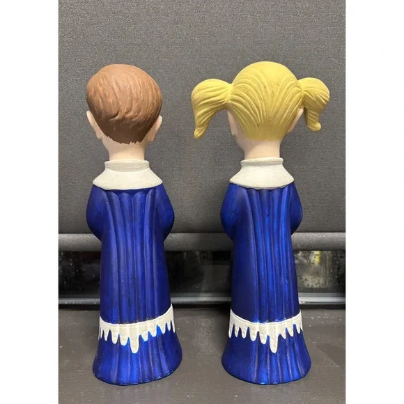 Vintage Ceramic Choir Boy & Girl Singing hand painted Christmas - Picture 5 of 13